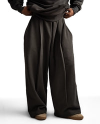 Y33 Designer Pleated Organic Sweatpants — 520GSM, Baggy Oversized, Volcanic Ash [Pre-order. March 26th]