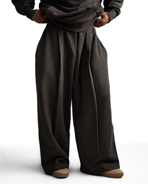 Y33 Designer Pleated Organic Sweatpants — 520GSM, Baggy Oversized, Volcanic Ash [Pre-order. March 26th]