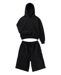 Athletic Z25 Cropped Hoodie & Z24 Baggy Shorts 530GSM Organic Fleece-Back Jersey, Black