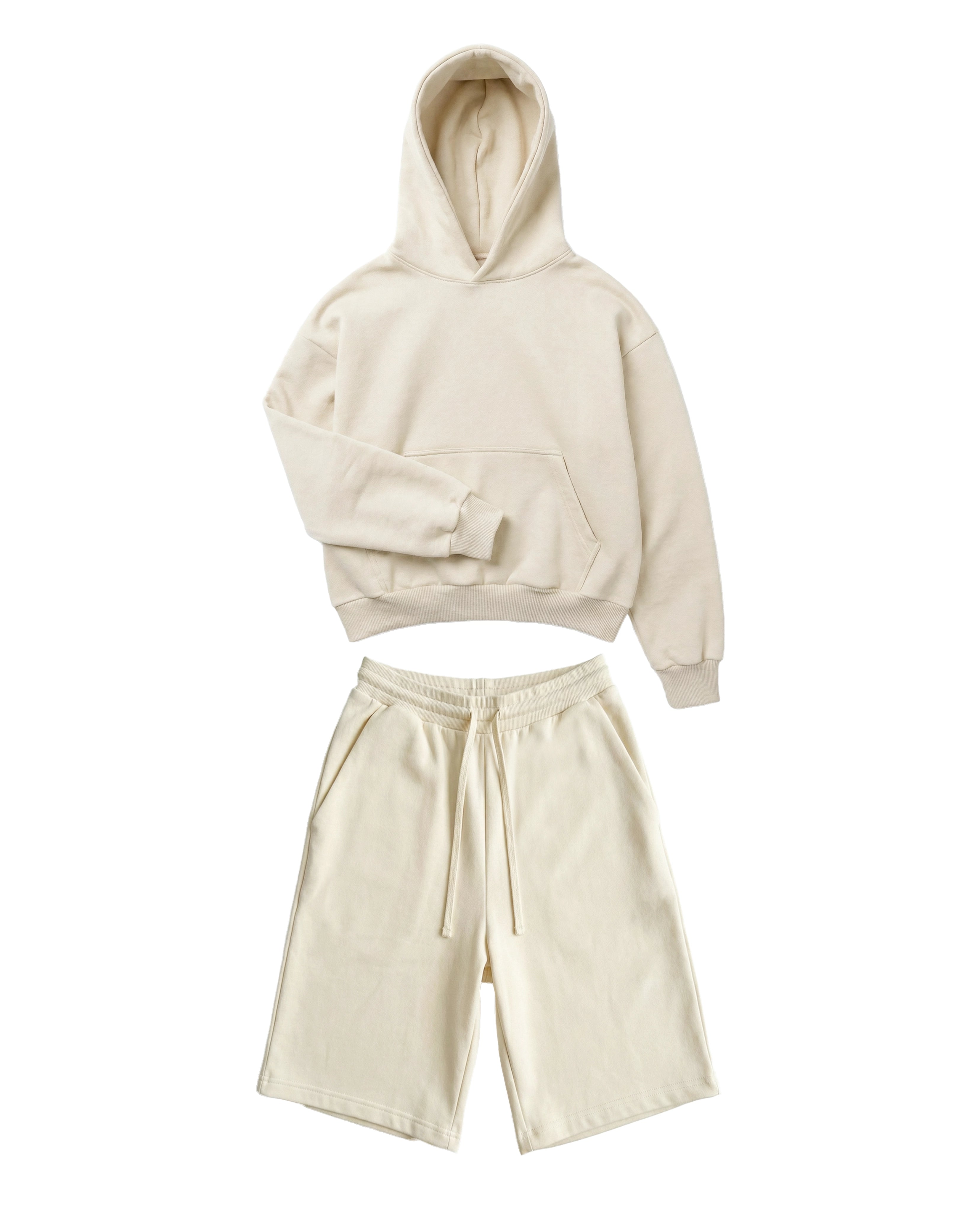 Athletic Z25 Cropped Hoodie & Z24 Baggy Shorts 530GSM Organic Fleece-Back Jersey, Arctic Wolf [Pre-order. March 26th]