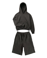 Athletic Z25 Cropped Hoodie & Z24 Baggy Shorts 530GSM Organic Fleece-Back Jersey, Volcanic Ash